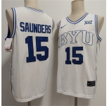 Men's Duke Blue Devils #15 Richie Saunders White Stitched Basketball Jersey