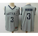 Men's Georgetown Hoyas #3 Allen Iverson Gray College Basketball Nike Jersey