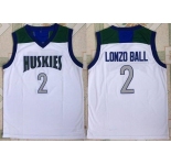 Men's Huskies High School #2 Lonzo Ball White Retro Swingman Stitched Basketball Jersey