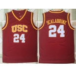 Men's USC Trojans #24 Brian Scalabrine Red College Basketball Retro Swingman Stitched NCAA Jersey