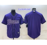 Men's Baltimore Ravens Customized Purple With Patch Cool Base Stitched Baseball Jersey