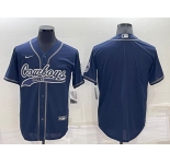 Men's Dallas Cowboys Customized Navy Cool Base Stitched Baseball Jersey