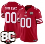 Men's San Francisco 49ers Active Player Custom Red 80th Anniversary Patch 2026 F.U.S.E. Vapor Untouchable Limited Football Stitched Jersey