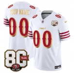 Men's San Francisco 49ers Active Player Custom White Gold 80th Anniversary Patch “Rivalries” 2026 F.U.S.E. Vapor Untouchable Limited Football Stitched Jers