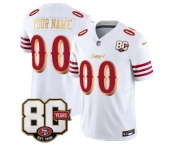 Men's San Francisco 49ers Active Player Custom White Gold 80th Anniversary Patch “Rivalries” 2026 F.U.S.E. Vapor Untouchable Limited Football Stitched Jers