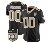 Men's New Orleans Saints Active Player Custom Black F.U.S.E. 60th Anniversary Patch Vapor Limited Football Stitched Jersey