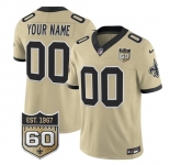 Men's New Orleans Saints Active Player Custom Gold F.U.S.E. 60th Anniversary Patch Vapor Limited Football Stitched Jersey