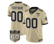 Men's New Orleans Saints Active Player Custom Gold F.U.S.E. 60th Anniversary Patch Vapor Limited Football Stitched Jersey