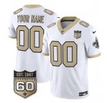 Men's New Orleans Saints Active Player Custom White F.U.S.E. 60th Anniversary Patch Vapor Limited Football Stitched Jersey