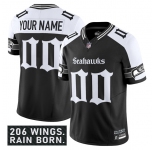 Men's Seattle Seahawks Active Player Custom Black Alternate 2025 F.U.S.E. 'Gothic Rain City Shadows Edition' Vapor Limited Stitched Jersey