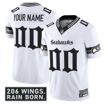 Men's Seattle Seahawks Active Player Custom White 2025 F.U.S.E. 'Gothic Rain City Shadows Edition' Vapor Limited Stitched Jersey