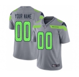 Men's Seattle Seahawks Customized Gray Stitched Football Limited Inverted Legend Jersey