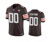 Men's Cleveland Browns Active Player Custom Brown 2023 F.U.S.E. With Jim Brown Memorial Patch Vapor Untouchable Limited Football Stitched Jersey