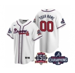 Men's Atlanta Braves Customized 2021 White World Series Champions With 150th Anniversary Cool Base Stitched Jersey