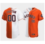 Men's Houston Astros Customized Orange and White Split Stitched MLB Jersey