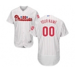 Men's Philadelphia Phillies Customized Home White Scarlet Flex Base Custom Baseball Baseball Jersey