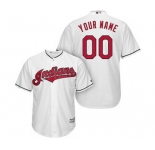 Men's Cleveland Indians Customized White Cool Base Custom Baseball Baseball Jersey