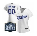 Women's Custom Jersey Los Angeles Dodgers 2020 World Series Patch White