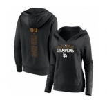 Women's Los Angeles Dodgers 2020 World Series Champions Custom V-Neck Pullover Hoodie Black