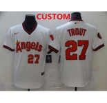 Men's Los Angeles Angels Of Anaheim Custom White Throwback Cooperstown Collection Stitched MLB Nike Jersey