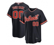 Men's Custom Detroit Tigers Nike Alternate Replica Navy Jersey