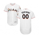 Men's Miami Marlins Customized Home White Flex Base Custom Baseball Baseball Jersey