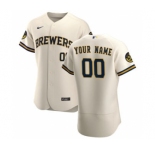 Men's Milwaukee Brewers Custom Cream Home 2020 Authentic Player Baseball Jersey