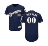 Men's Milwaukee Brewers Customized Alternate Home Navy Flex Base Custom Baseball Baseball Jersey