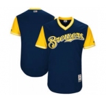 Men's Milwaukee Brewers Customized Navy 2017 Little League World Series Players Weekend Jersey