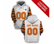 Men's Cincinnati Bengals Active Player Custom 2021 White Orange Pullover Football Hoodie