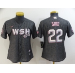 Women's Washington Nationals #22 Juan Soto 2022 Gray City Connect Cherry Blossom Cool Base Stitched Jersey