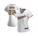 Women's Washington Nationals #22 Juan Soto White Alternate 2020 Gold Program Baseball Player Jersey