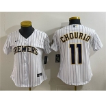 Women's Milwaukee Brewers #11 Jackson Chourio White Cool Base Stitched Baseball Jersey