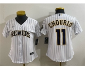 Women's Milwaukee Brewers #11 Jackson Chourio White Cool Base Stitched Baseball Jersey