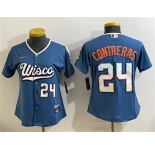 Women's Milwaukee Brewers #24 William Contreras Mineral Blue 2026 City Connect Stadium Stitched Baseball Jersey