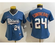 Women's Milwaukee Brewers #24 William Contreras Mineral Blue 2026 City Connect Stadium Stitched Baseball Jersey