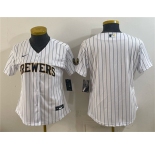 Women's Milwaukee Brewers Blank White Cool Base Stitched Jersey