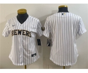 Women's Milwaukee Brewers Blank White Cool Base Stitched Jersey