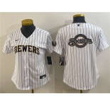 Women's Milwaukee Brewers Team Big Logo White Cool Base Stitched Jersey