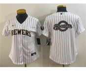 Women's Milwaukee Brewers Team Big Logo White Cool Base Stitched Jersey