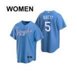 Women's Kansas City Royals #5 George Brett 2021 Blue Cool Base Stitched Baseball Jersey