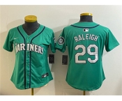 Women's Seattle Mariners #29 Cal Raleigh Aqua Limited Stitched Baseball Jersey