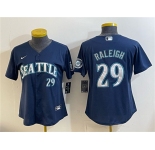 Women's Seattle Mariners #29 Cal Raleigh Navy Cool Base Stitched Baseball Jersey