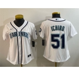 Women's Seattle Mariners #51 Ichiro Suzuki White Cool Base Stitched Baseball Jersey