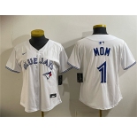 Women's Toronto Blue Jays #1 Mom White Limited Stitched Baseball Jersey