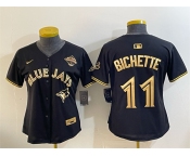Women's Toronto Blue Jays #11 Bo Bichette Black Gold 2025 American League Champions Limited Stitched Baseball Jersey
