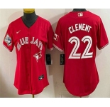 Women's Toronto Blue Jays #22 Ernie Clement Red 50 Seasons Patch Stitched Jersey