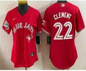 Women's Toronto Blue Jays #22 Ernie Clement Red 50 Seasons Patch Stitched Jersey