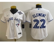 Women's Toronto Blue Jays #22 Ernie Clement White 2025 World Series Home Cool Base Stitched Baseball Jersey