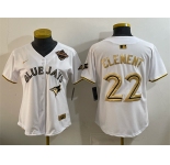 Women's Toronto Blue Jays #22 Ernie Clement White Gold 2025 American League Champions Limited Stitched Baseball Jersey